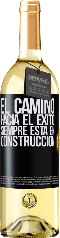 29,95 € Envío gratis | Vino Blanco Edición WHITE El camino hacia el éxito siempre está en construcción Etiqueta Negra. Etiqueta personalizable Vino joven Cosecha 2024 Verdejo