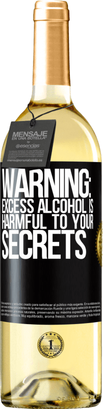 29,95 € 免费送货 | 白葡萄酒 WHITE版 警告：过量饮酒会危害您的机密 黑标. 可自定义的标签 青年酒 收成 2023 Verdejo