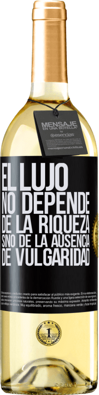 29,95 € Envío gratis | Vino Blanco Edición WHITE El lujo no depende de la riqueza, sino de la ausencia de vulgaridad Etiqueta Negra. Etiqueta personalizable Vino joven Cosecha 2024 Verdejo