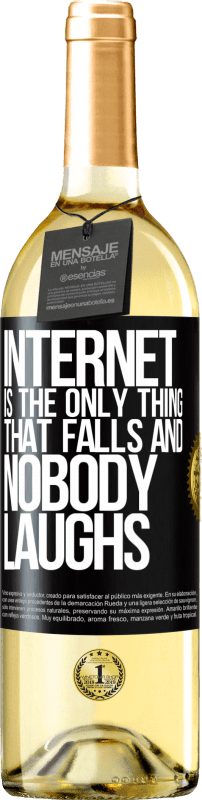 29,95 € Бесплатная доставка | Белое вино Издание WHITE Интернет - единственное, что падает, и никто не смеется Черная метка. Настраиваемая этикетка Молодое вино Урожай 2023 Verdejo