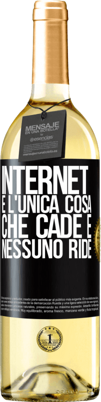 29,95 € Spedizione Gratuita | Vino bianco Edizione WHITE Internet è l'unica cosa che cade e nessuno ride Etichetta Nera. Etichetta personalizzabile Vino giovane Raccogliere 2024 Verdejo