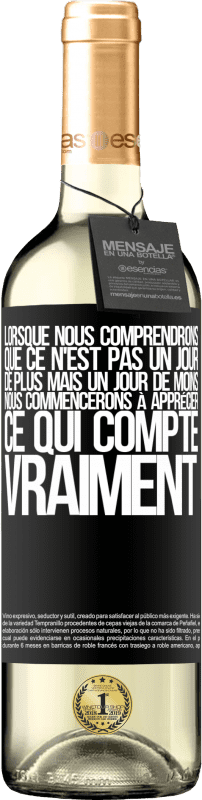 29,95 € Envoi gratuit | Vin blanc Édition WHITE Lorsque nous comprendrons que ce n'est pas un jour de plus mais un jour de moins, nous commencerons à apprécier ce qui Étiquette Noire. Étiquette personnalisable Vin jeune Récolte 2024 Verdejo