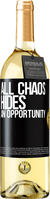29,95 € Бесплатная доставка | Белое вино Издание WHITE Весь хаос скрывает возможность Черная метка. Настраиваемая этикетка Молодое вино Урожай 2023 Verdejo