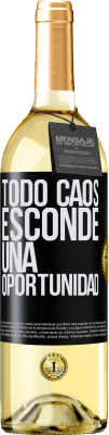 29,95 € Envío gratis | Vino Blanco Edición WHITE Todo caos esconde una oportunidad Etiqueta Negra. Etiqueta personalizable Vino joven Cosecha 2023 Verdejo