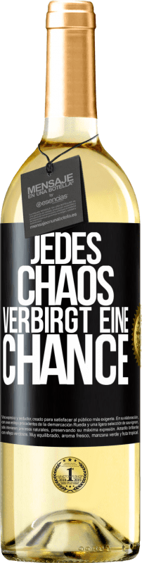 29,95 € Kostenloser Versand | Weißwein WHITE Ausgabe Jedes Chaos verbirgt eine Chance Schwarzes Etikett. Anpassbares Etikett Junger Wein Ernte 2023 Verdejo