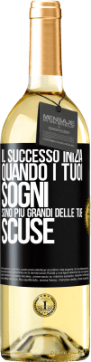 29,95 € Spedizione Gratuita | Vino bianco Edizione WHITE Il successo inizia quando i tuoi sogni sono più grandi delle tue scuse Etichetta Nera. Etichetta personalizzabile Vino giovane Raccogliere 2023 Verdejo