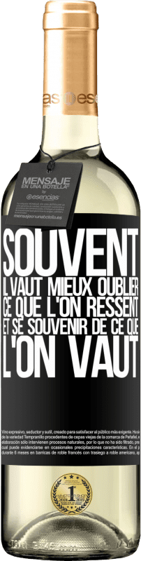 29,95 € Envoi gratuit | Vin blanc Édition WHITE Souvent, il vaut mieux oublier ce que l'on ressent et se souvenir de ce que l'on vaut Étiquette Noire. Étiquette personnalisable Vin jeune Récolte 2024 Verdejo