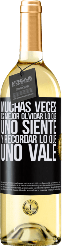 29,95 € Envío gratis | Vino Blanco Edición WHITE Muchas veces es mejor olvidar lo que uno siente y recordar lo que uno vale Etiqueta Negra. Etiqueta personalizable Vino joven Cosecha 2024 Verdejo