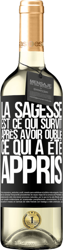 29,95 € Envoi gratuit | Vin blanc Édition WHITE La sagesse est ce qui survit après avoir oublié ce qui a été appris Étiquette Noire. Étiquette personnalisable Vin jeune Récolte 2024 Verdejo