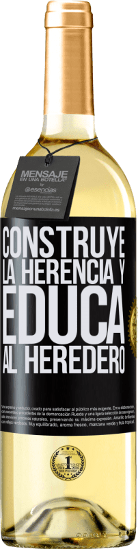 29,95 € Envío gratis | Vino Blanco Edición WHITE Construye la herencia y educa al heredero Etiqueta Negra. Etiqueta personalizable Vino joven Cosecha 2024 Verdejo