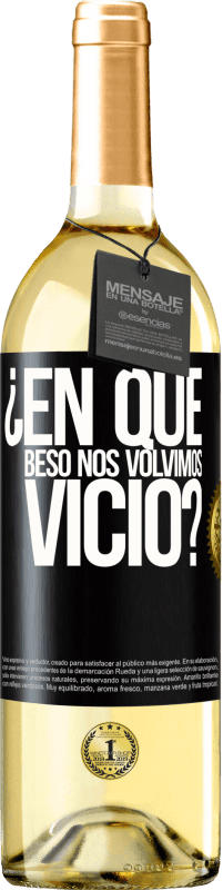 29,95 € Envío gratis | Vino Blanco Edición WHITE ¿En qué beso nos volvimos vicio? Etiqueta Negra. Etiqueta personalizable Vino joven Cosecha 2024 Verdejo