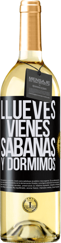 29,95 € Envío gratis | Vino Blanco Edición WHITE Llueves, vienes, sábanas y dormimos Etiqueta Negra. Etiqueta personalizable Vino joven Cosecha 2024 Verdejo