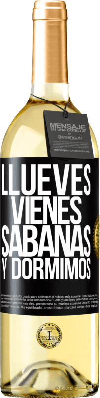 29,95 € Spedizione Gratuita | Vino bianco Edizione WHITE Llueves, vienes, sábanas y dormimos Etichetta Nera. Etichetta personalizzabile Vino giovane Raccogliere 2024 Verdejo