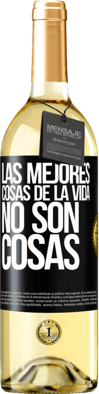 29,95 € Envío gratis | Vino Blanco Edición WHITE Las mejores cosas de la vida no son cosas Etiqueta Negra. Etiqueta personalizable Vino joven Cosecha 2024 Verdejo