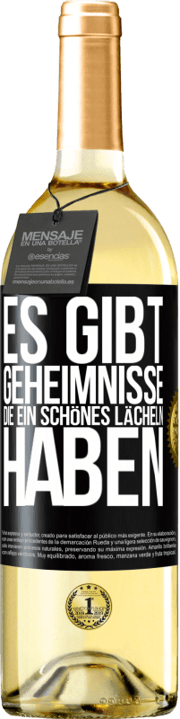 29,95 € Kostenloser Versand | Weißwein WHITE Ausgabe Es gibt Geheimnisse, die ein schönes Lächeln haben Schwarzes Etikett. Anpassbares Etikett Junger Wein Ernte 2024 Verdejo