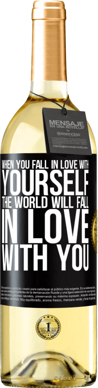 29,95 € Free Shipping | White Wine WHITE Edition When you fall in love with yourself, the world will fall in love with you Black Label. Customizable label Young wine Harvest 2024 Verdejo