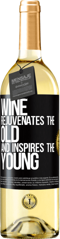 29,95 € Бесплатная доставка | Белое вино Издание WHITE Вино омолаживает старое и вдохновляет молодых Черная метка. Настраиваемая этикетка Молодое вино Урожай 2023 Verdejo