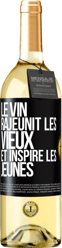 29,95 € Envoi gratuit | Vin blanc Édition WHITE Le vin rajeunit les vieux et inspire les jeunes Étiquette Noire. Étiquette personnalisable Vin jeune Récolte 2024 Verdejo