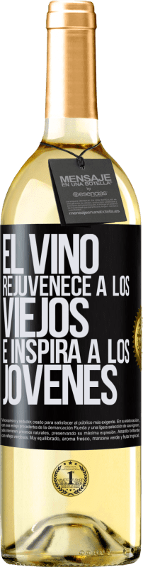29,95 € Envío gratis | Vino Blanco Edición WHITE El vino rejuvenece a los viejos e inspira a los jóvenes Etiqueta Negra. Etiqueta personalizable Vino joven Cosecha 2023 Verdejo