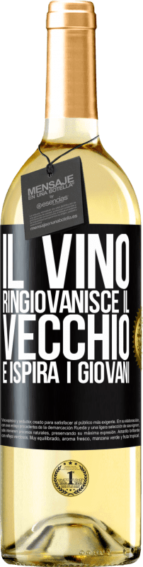 29,95 € Spedizione Gratuita | Vino bianco Edizione WHITE Il vino ringiovanisce il vecchio e ispira i giovani Etichetta Nera. Etichetta personalizzabile Vino giovane Raccogliere 2023 Verdejo