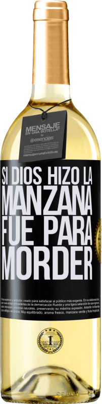 29,95 € Envío gratis | Vino Blanco Edición WHITE Si Dios hizo la manzana fue para morder Etiqueta Negra. Etiqueta personalizable Vino joven Cosecha 2024 Verdejo