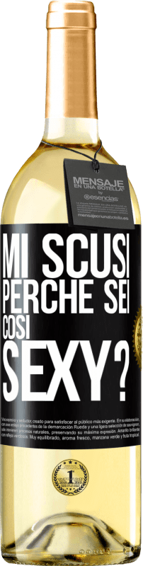 29,95 € Spedizione Gratuita | Vino bianco Edizione WHITE Mi scusi, perché sei così sexy? Etichetta Nera. Etichetta personalizzabile Vino giovane Raccogliere 2024 Verdejo