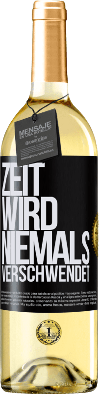 29,95 € Kostenloser Versand | Weißwein WHITE Ausgabe Zeit wird niemals verschwendet Schwarzes Etikett. Anpassbares Etikett Junger Wein Ernte 2021 Verdejo