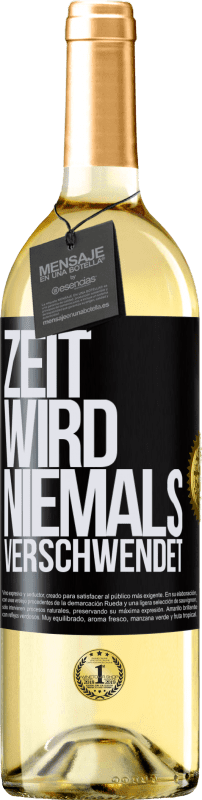 29,95 € Kostenloser Versand | Weißwein WHITE Ausgabe Zeit wird niemals verschwendet Schwarzes Etikett. Anpassbares Etikett Junger Wein Ernte 2024 Verdejo