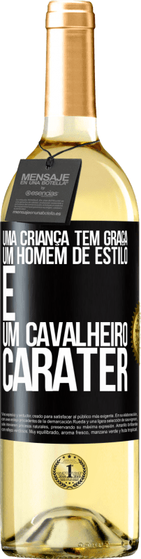 29,95 € Envio grátis | Vinho branco Edição WHITE Uma criança tem graça, um homem de estilo e um cavalheiro, caráter Etiqueta Preta. Etiqueta personalizável Vinho jovem Colheita 2024 Verdejo