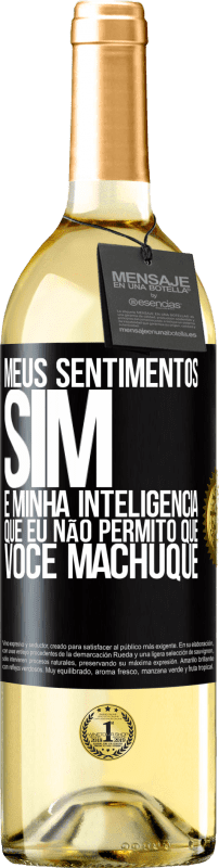 29,95 € Envio grátis | Vinho branco Edição WHITE Meus sentimentos sim. É minha inteligência que eu não permito que você machuque Etiqueta Preta. Etiqueta personalizável Vinho jovem Colheita 2024 Verdejo