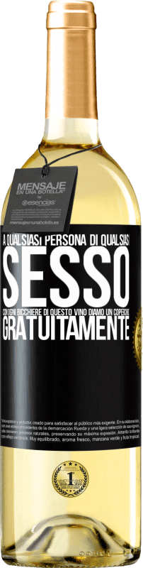 29,95 € Spedizione Gratuita | Vino bianco Edizione WHITE A qualsiasi persona di qualsiasi SESSO con ogni bicchiere di questo vino diamo un coperchio GRATUITAMENTE Etichetta Nera. Etichetta personalizzabile Vino giovane Raccogliere 2024 Verdejo