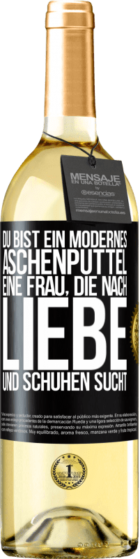 29,95 € Kostenloser Versand | Weißwein WHITE Ausgabe Du bist ein modernes Aschenputtel, eine Frau, die nach Liebe und Schuhen sucht Schwarzes Etikett. Anpassbares Etikett Junger Wein Ernte 2024 Verdejo