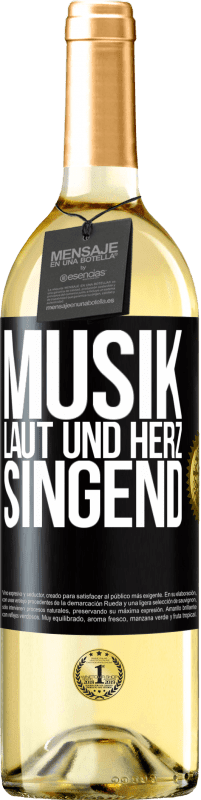 29,95 € Kostenloser Versand | Weißwein WHITE Ausgabe Musik laut und Herz singend Schwarzes Etikett. Anpassbares Etikett Junger Wein Ernte 2024 Verdejo