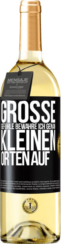 29,95 € Kostenloser Versand | Weißwein WHITE Ausgabe Große Gefühle bewahre ich gen an kleinen Orten auf Schwarzes Etikett. Anpassbares Etikett Junger Wein Ernte 2024 Verdejo