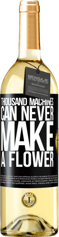 29,95 € Бесплатная доставка | Белое вино Издание WHITE Тысяча машин никогда не сможет сделать цветок Черная метка. Настраиваемая этикетка Молодое вино Урожай 2023 Verdejo