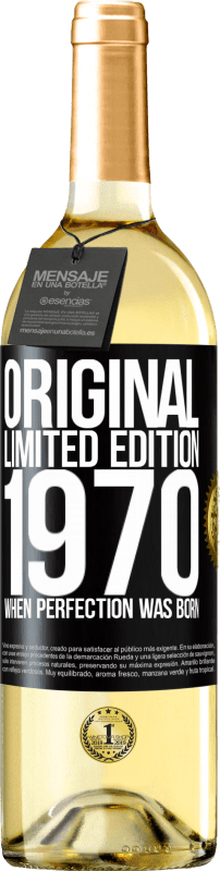 29,95 € Бесплатная доставка | Белое вино Издание WHITE Оригинал. Лимитированная серия 1970. Когда совершенство родилось Черная метка. Настраиваемая этикетка Молодое вино Урожай 2023 Verdejo