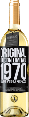 29,95 € Envío gratis | Vino Blanco Edición WHITE Original. Edición Limitada. 1970. Cuando nació la perfección Etiqueta Negra. Etiqueta personalizable Vino joven Cosecha 2023 Verdejo