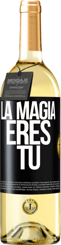 29,95 € Envío gratis | Vino Blanco Edición WHITE La magia eres tú Etiqueta Negra. Etiqueta personalizable Vino joven Cosecha 2025 Verdejo