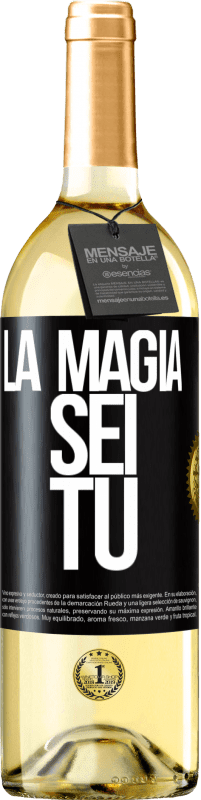 29,95 € Spedizione Gratuita | Vino bianco Edizione WHITE La magia sei tu Etichetta Nera. Etichetta personalizzabile Vino giovane Raccogliere 2025 Verdejo