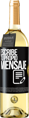 29,95 € Envío gratis | Vino Blanco Edición WHITE Escribe tu propio mensaje Etiqueta Negra. Etiqueta personalizable Vino joven Cosecha 2025 Verdejo