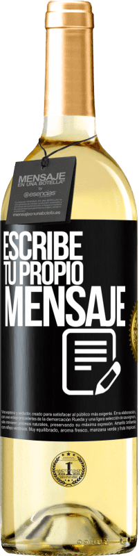 29,95 € Envío gratis | Vino Blanco Edición WHITE Escribe tu propio mensaje Etiqueta Negra. Etiqueta personalizable Vino joven Cosecha 2023 Verdejo