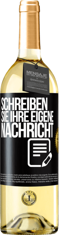 29,95 € Kostenloser Versand | Weißwein WHITE Ausgabe Schreib deine eigene Nachricht Schwarzes Etikett. Anpassbares Etikett Junger Wein Ernte 2024 Verdejo