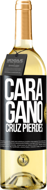 29,95 € Envío gratis | Vino Blanco Edición WHITE Cara gano, cruz pierdes Etiqueta Negra. Etiqueta personalizable Vino joven Cosecha 2024 Verdejo