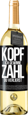 29,95 € Kostenloser Versand | Weißwein WHITE Ausgabe Kopf ich gewinne, Zahl du verlierst Schwarzes Etikett. Anpassbares Etikett Junger Wein Ernte 2023 Verdejo