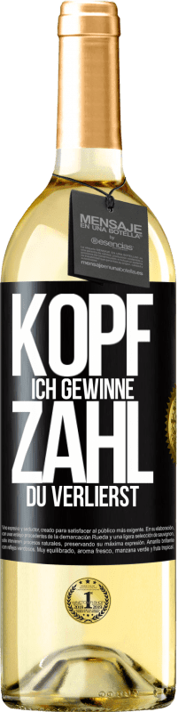 29,95 € Kostenloser Versand | Weißwein WHITE Ausgabe Kopf ich gewinne, Zahl du verlierst Schwarzes Etikett. Anpassbares Etikett Junger Wein Ernte 2024 Verdejo