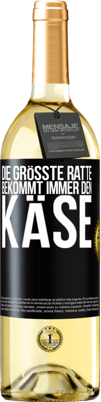 29,95 € Kostenloser Versand | Weißwein WHITE Ausgabe Die größte Ratte bekommt immer den Käse Schwarzes Etikett. Anpassbares Etikett Junger Wein Ernte 2023 Verdejo