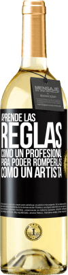 29,95 € Envío gratis | Vino Blanco Edición WHITE Aprende las reglas como un profesional para poder romperlas como un artista Etiqueta Negra. Etiqueta personalizable Vino joven Cosecha 2023 Verdejo