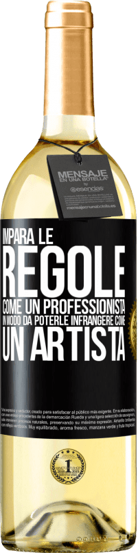 29,95 € Spedizione Gratuita | Vino bianco Edizione WHITE Impara le regole come un professionista in modo da poterle infrangere come un artista Etichetta Nera. Etichetta personalizzabile Vino giovane Raccogliere 2025 Verdejo