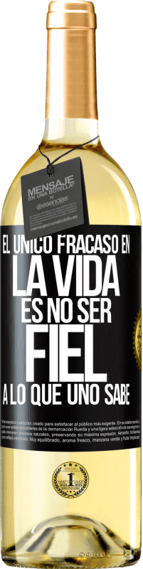 29,95 € Envío gratis | Vino Blanco Edición WHITE El único fracaso en la vida es no ser fiel a lo que uno sabe Etiqueta Negra. Etiqueta personalizable Vino joven Cosecha 2023 Verdejo