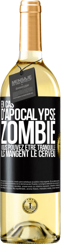 29,95 € Envoi gratuit | Vin blanc Édition WHITE En cas d'apocalypse zombie vous pouvez être tranquille, ils mangent le cerveau Étiquette Noire. Étiquette personnalisable Vin jeune Récolte 2023 Verdejo